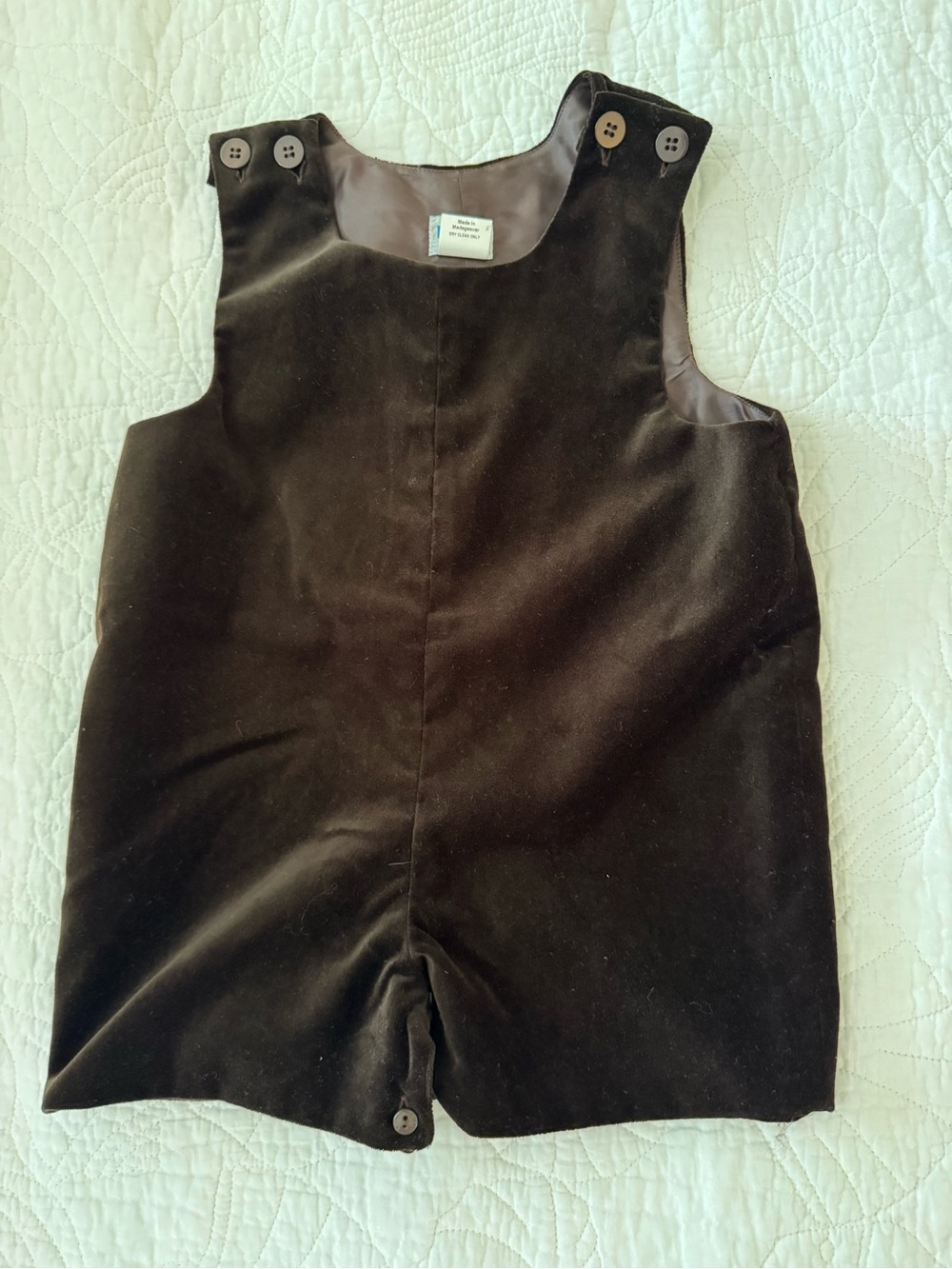 Children's Brown Velvet One-Piece Romper
